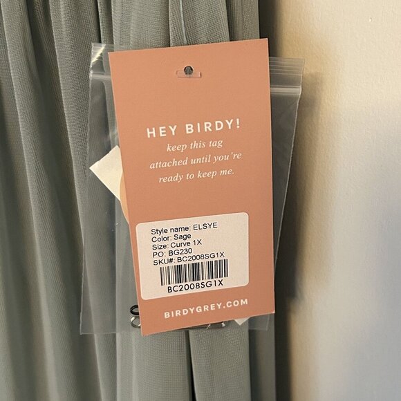 NWT Birdy Grey 1X Curve Elsye Bridesmaid Dress Mesh Sage Green Gown Wedding - Picture 12 of 13